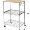 Finnhomy 3-Tier Wire Rolling Kitchen Cart, Food Service Cart - Image 5