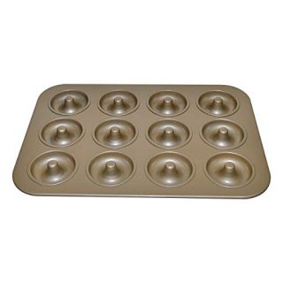 Large Donut Baking Pans, Nonstick 12 Cavity Doughnut Pan,Carbon Steel Cake Baking Pan, Mini Bagel Bakeware for Oven baking -Gold