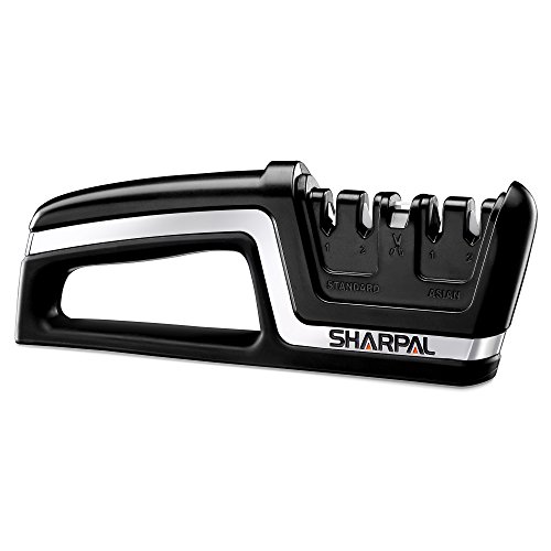 SHARPAL 104N Professional 5-in-1 Kitchen Chef Knife & Scissors Sharpener, Sharpening Tool for Straight & Serrated Knives, Repair and Hone both Euro/American and Asian Knife, Fast Sharpen Scissor