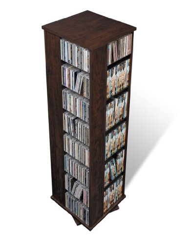 Prepac Large Four-Sided Spinning Tower Storage Cabinet, Espresso