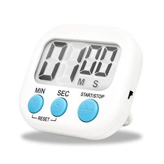 Kitchen Timer, Digital Kitchen Timer with Loud Alarm, Big Digits, Magnetic Backing, Retractable Stand for Cooking Baking Workout Sports Games (White)