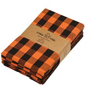 Urban Villa Kitchen Towels, Premium Quality,100% Cotton Dish Towels,Mitered Corners,Ultra Soft (Size: 20X30 Inch),Orange/Black Highly Absorbent Bar Towels & Tea Towels - (Set of 3)