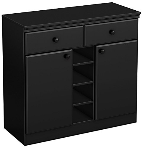 South Shore 2-Door Storage Sideboard with Drawers, Pure Black