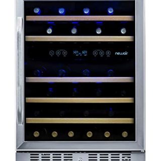 Dual Zone 46 Bottle Capcity Fridge with Triple-Layer Tempered Glass Door