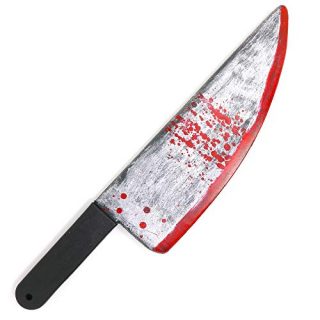 Skeleteen Bloody Butcher Knife Prop - Blood Stained Fake Costume Knives Props For Zombie Costumes