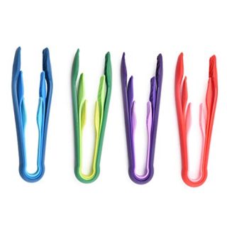 3Pcs 6/8/10inch Plastic Kitchen Tongs Food BBQ Vegetable Bread Clip Salad Baking Cooking Tool (Blue)
