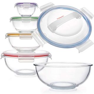 Space-Saving Glass Bowls With Lids Food Storage