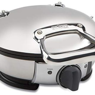 All-Clad WD700162 Stainless Steel Classic Round Waffle Maker with 7 Browning Settings, 4-Section, Silver