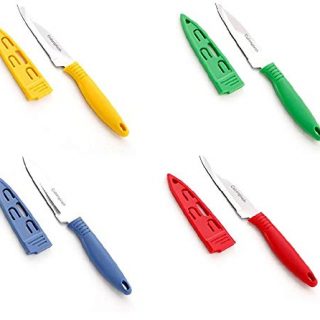 kitchen Paring Knives Knife Sets With Safety Sheath Cover, Set of 4, Red, Yellow, Blue & Green Knife