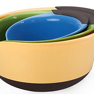 Yesland 3 Pack Mixing Bowls Set, Nesting Mixing Bowls of 3 Different Sizes, with Rubber Grip Handles & Easy Pour Spout, Perfect for Kitchen Baking Salad