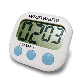 Wrenwane Timer (Upgraded), No Frills, Simple Operation, Big Digits, Loud Alarm, Magnetic Backing, Stand, White