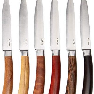 6 Piece Exotic Woods Steak Knives Set Japanese Stainless Steel in Gift Box