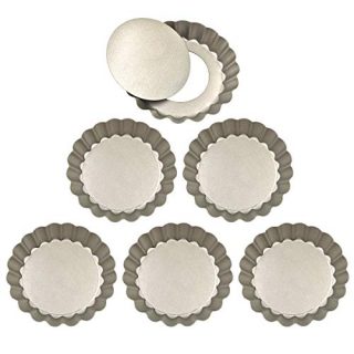 Quiche Pans,Mini tart Pan with Removable Bottom,4Inch,Set of 6,Gold