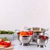 Ovente Stainless Steel Deep Colander 3 Piece Kitchen Strainer Set - Image 4