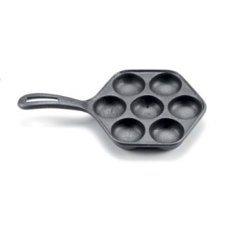 Norpro Cast Iron Stuffed Pancake Pan, Munk/Aebleskiver, 2" / 5cm diameter, Black