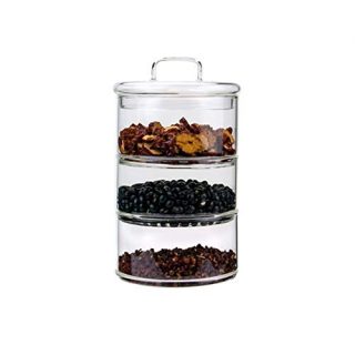 KINGBOO Glass Storage Jars,4-Tier Stackable Containers Kitchen Canisters Canning with Airtight Hermetic Seal Clear Glass Lids 3 Pack