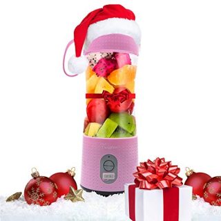 Fruit Twister Portable Blender for Shakes and Smoothies, Personal handheld Mini Travel Size 13 Oz (380ml), Battery Operated and USB Rechargeable Home Office Gym Beach Purple