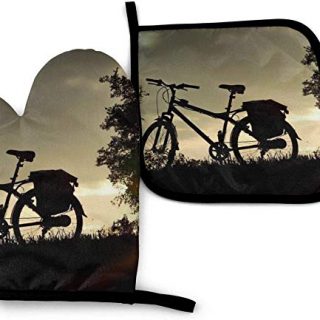 YISONG Bicycle Oven Mitt and Pot Holder, Heat Resistant Hot Plate Moving Non-Slip Kitchen Glove & Potholder for Cooking,Baking,Grilling
