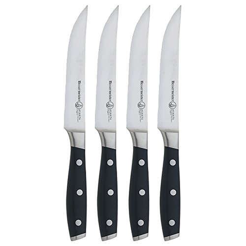 Messermeister Avanta Set Steak Knife, 4 pc, Steel/Black