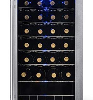 NewAir Wine Cooler and Refrigerator, 27 Bottle Freestanding Wine Chiller Fridge, Stainless steel with Glass Door, AWC-270E