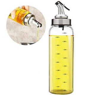 Marbrasse Olive Oil Dispenser Bottle, 17 Oz Vinegar Dispensing Cruets With Dripless Capped Spout, Liquid Condiment Container, Glass Decanter for Kitchen (17OZ)