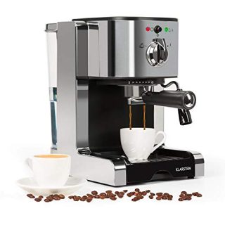 Klarstein Passionata Rossa Espresso Machine, 1350W, Stainless Steel Components, Steam Nozzle for Frothing Milk and Preparing Hot Drinks, 20 Bar, Slate Gray
