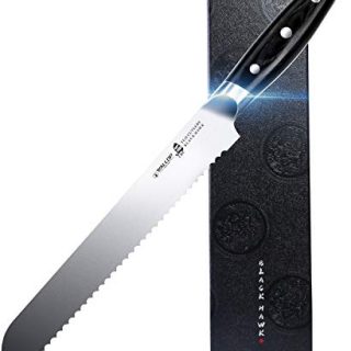 Serrated Bread Knife - 9 inch Kitchen Cake Knife - High Carbon German Stainless Steel - Full Tang Pakkawood Handle - BLACK HAWK SERIES with gift box