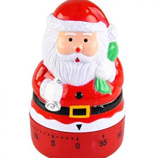 HOME-X Holiday Kitchen Timer, Manual, Mechanical Wind-Up Christmas-Themed Cooking Timer-Santa Claus - 3.75" H
