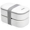 Bento Box for Adults,Japanese Bento Lunch Box,Stackable Bento Box,with Divider,Leak-Proof,Lunch Box BPA-Free, Microwave and Dishwasher Safe,Easy Wash (White Plus)