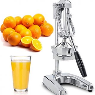 Zulay Kitchen Professional Citrus Juicer - Chrome Finish Manual Citrus Press and Orange Squeezer - Metal Lemon Squeezer - Extra Tall Heavy Duty Manual Orange Juicer and Lime Squeezer Press Stand