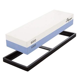 Sharpening Stone, 2 Side Grit Whetstone Set Kitchen Outdoor Knife Sharpener Stone, Sharping Knives Kit with Non-Slip Rubber Base (1000/6000)