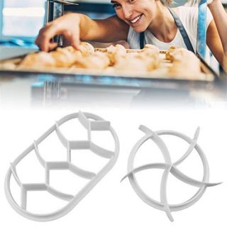 HEITIGN 2PCS Dough Press Mold Set, Baking Bread Rolls Mold Plastic Pastry Cutters, White DIY Bread Press Mold Round Oval Set Baking Supplies