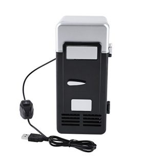 Mini USB Refrigerator, USB Power Operated Portable Mini Fridge with Cooler & Warmer Refrigerator Thermoelectric System for Car/Boat/Self-Driving/Camping/Outdoor(Black)