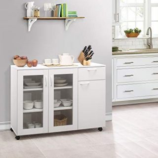 Kings Brand Furniture - Buffet Server Sideboard Kitchen Storage Cabinet, White