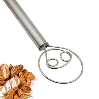 Kotuam Danish Dough Whisks Stainless Steel Bread Blender Egg Beater Whisk Kitchen Hooks Baker Tool For Pizza Pastry Dessert Muffin Making Swedish Dough Beating Food Whipping Cake Mixer Milk Frother