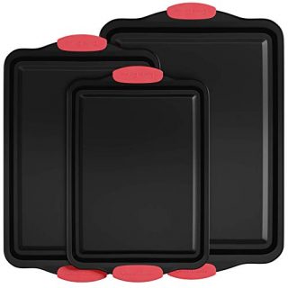Nonstick Cookie Sheet Set, Silicone Handles