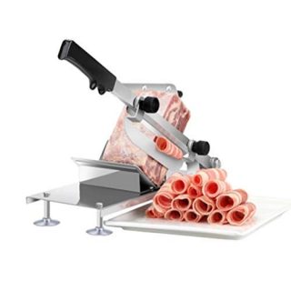 WYZXR Commercial Household Manual Meat Slicer Lamb Beef Meatloaf Frozen Meat Cutting Machine Vegetable Mutton Rolls Hand Mincer Cutter Stainless Steel Meat Sheet Cleavers