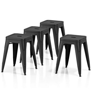 Metal Dining Stool Set of 4 Backless Stackable 18 inch Seat