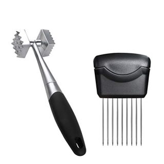 Meat Tenderizer Hammer with Onion Holders, Heavy Duty Stainless Steel Zinc Alloy Food Hammer Mallet Tool for Steak Chicken Fish Pork Beef Veal, 8.6 Inches Double-Sided Meat-Pounder Kitchen Tool
