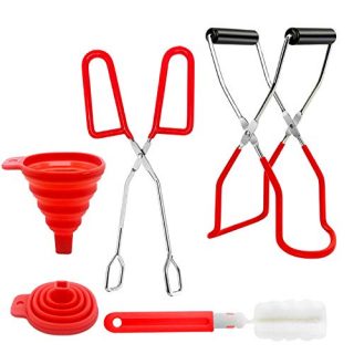 CAYOREPO Canning Jar Lifter, with Jar Tongs Large Collapsible Funnel Sponge Cleaning Brush Kitchen Canning Tool Set for Safe and Secure Grip