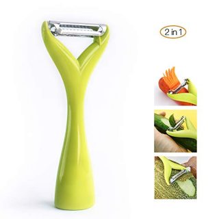 Vegetable Potato Peeler Apple Slicer-Magic Vegetable Peeler Mandoline Slicer for Potatoes Carrots and Cucumbers One for Peel One for Strip, 2 in 1