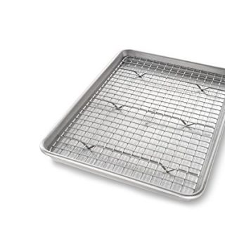 USA Pan Jelly Roll Baking Pan and Bakeable Nonstick Cooling Rack, Metal