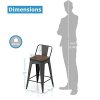 VIPEK 24" Metal Counter Height Bar Stools with Backrest Set - Image 6