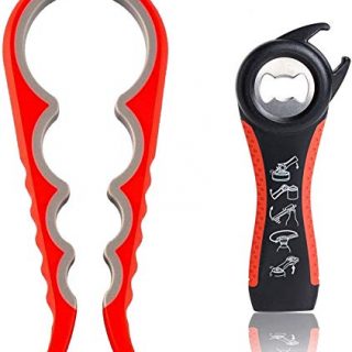 Bottle Can and Jar Grip Opener, 2 pack Jar Openers Multi Kitchen Tools Set, Lid Seal Remover Lid Twist Off for Children, Elderly and Rheumatoid Arthritis Sufferers