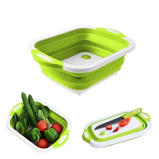PETIT MANON Collapsible Cutting Board with Colander,Space Saving Cutting Board for Outdoor,Travel, Picnic, Kitchen