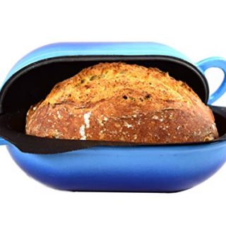 LoafNest: Incredibly Easy Artisan Bread Kit. Cast Iron Dutch Oven and Non-Stick Perforated Silicone Liner [Blue Gradient].