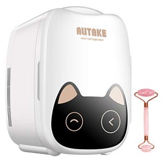 Mini Fridge, Alitake Skincare Fridge Portable Cooler and Warmer Beauty Fridge with Jade Roller for Home, Bedroom, Travel, Skincare, Makeup, Breast Milk(6Liter/8Can, AC/DC)