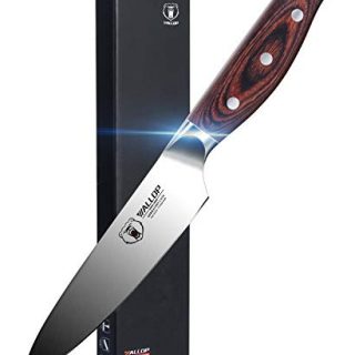 WALLOP Utility Knife 5 inch - Kitchen Utility Knife - German HC Stainless Steel Small Kitchen Knife Paring Knife - Meat, Steak, Fruit, Vegetable Knife - Full Tang Pakkawood Handle with Gift Box