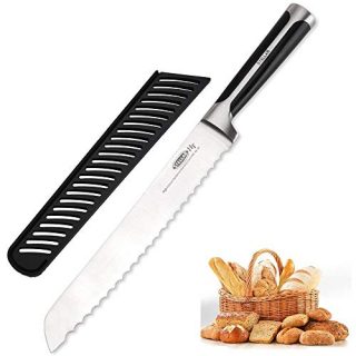 Bread Knife, 8 inch Serrated Bread Cutter Cake Knife - High Carbon Ultra Sharp Stainless Steel Kitchen Knife with Ergonomic Handle for Cutting Crusty Breads Cake