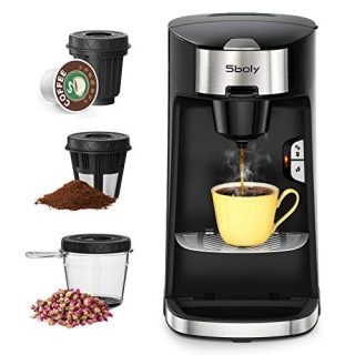 Sboly Coffee Machine 3 in 1, Tea & Coffee Maker for K Cup, Ground Coffee and Tea Leaf, Single Serve Coffee Maker Brewer with Self Cleaning, Fast Brewing Tech